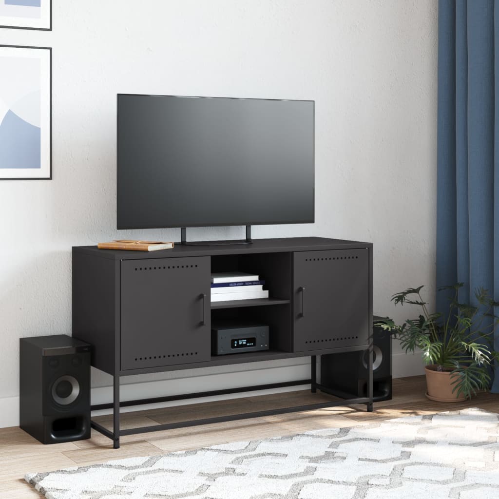 Mobile TV Nero 100,5x39x60,5 cm in Acciaio