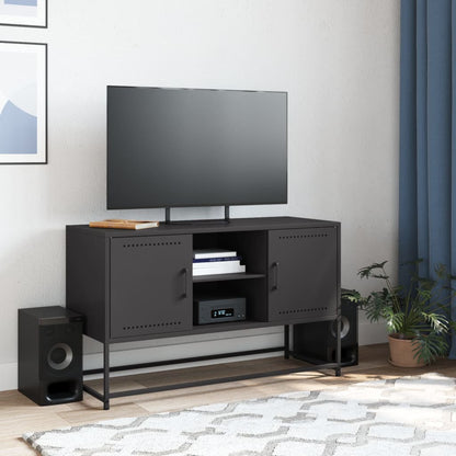 Mobile TV Nero 100,5x39x60,5 cm in Acciaio