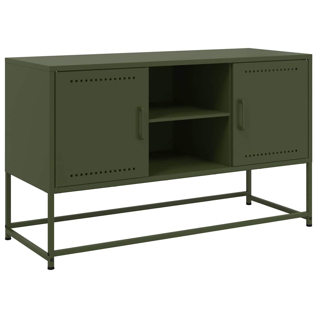 Mobile TV Verde Oliva 100,5x39x60,5 cm in Acciaio
