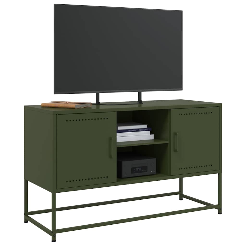 Mobile TV Verde Oliva 100,5x39x60,5 cm in Acciaio