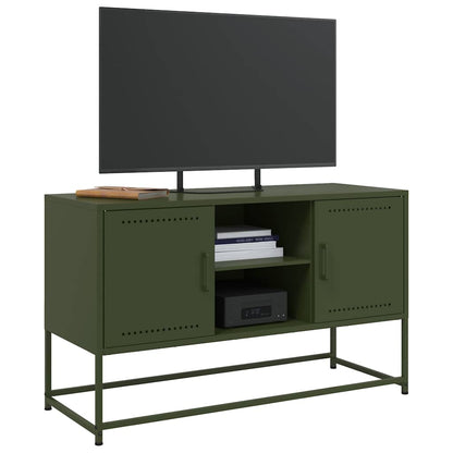 Mobile TV Verde Oliva 100,5x39x60,5 cm in Acciaio