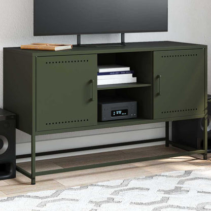 Mobile TV Verde Oliva 100,5x39x60,5 cm in Acciaio