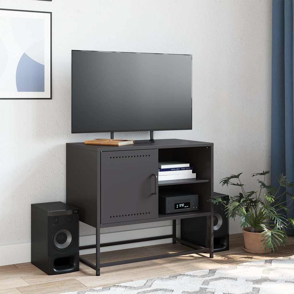 Mobile TV Nero 68x39x60,5 cm in Acciaio