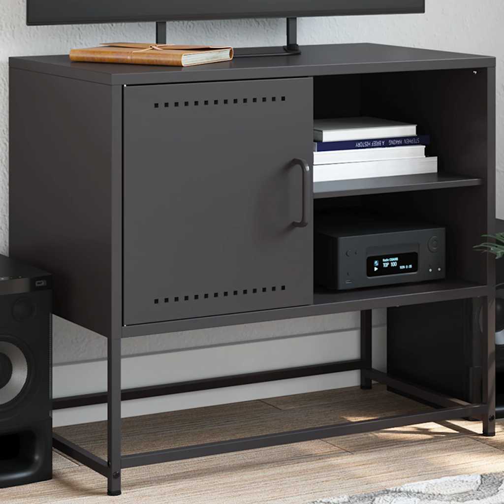 Mobile TV Nero 68x39x60,5 cm in Acciaio