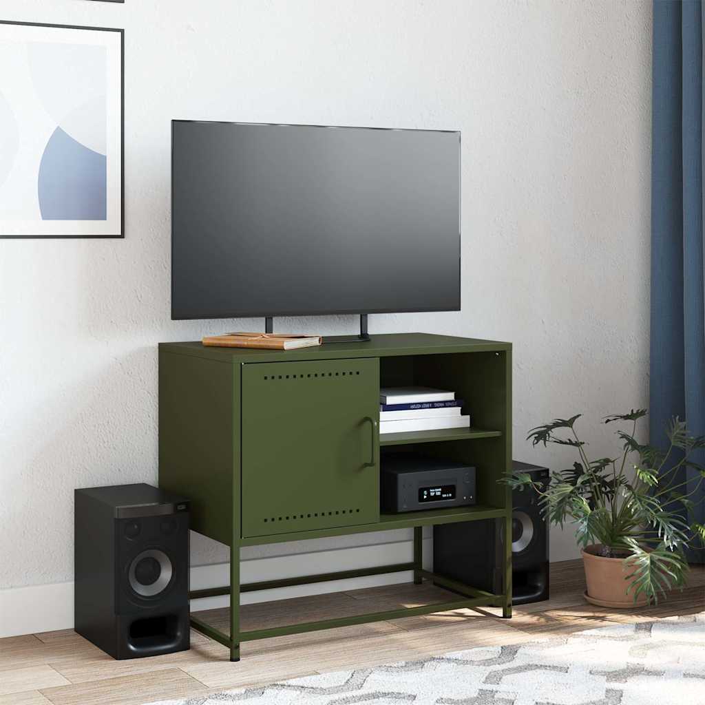 Mobile TV Verde Oliva 68x39x60,5 cm in Acciaio