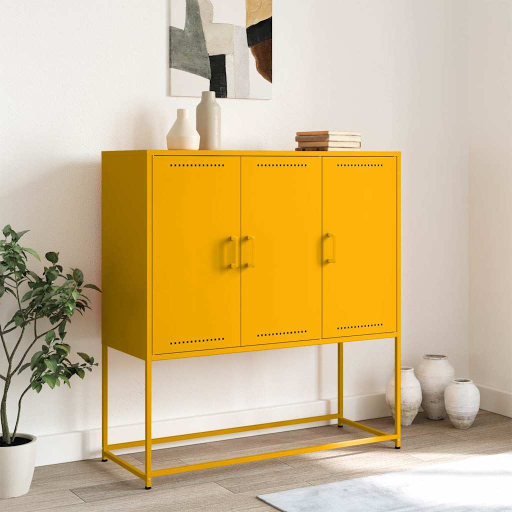 Credenza Giallo Senape 100,5x39x107 cm in Acciaio