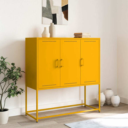 Credenza Giallo Senape 100,5x39x107 cm in Acciaio