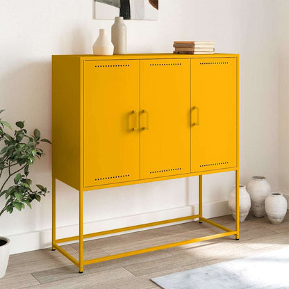 Credenza Giallo Senape 100,5x39x107 cm in Acciaio