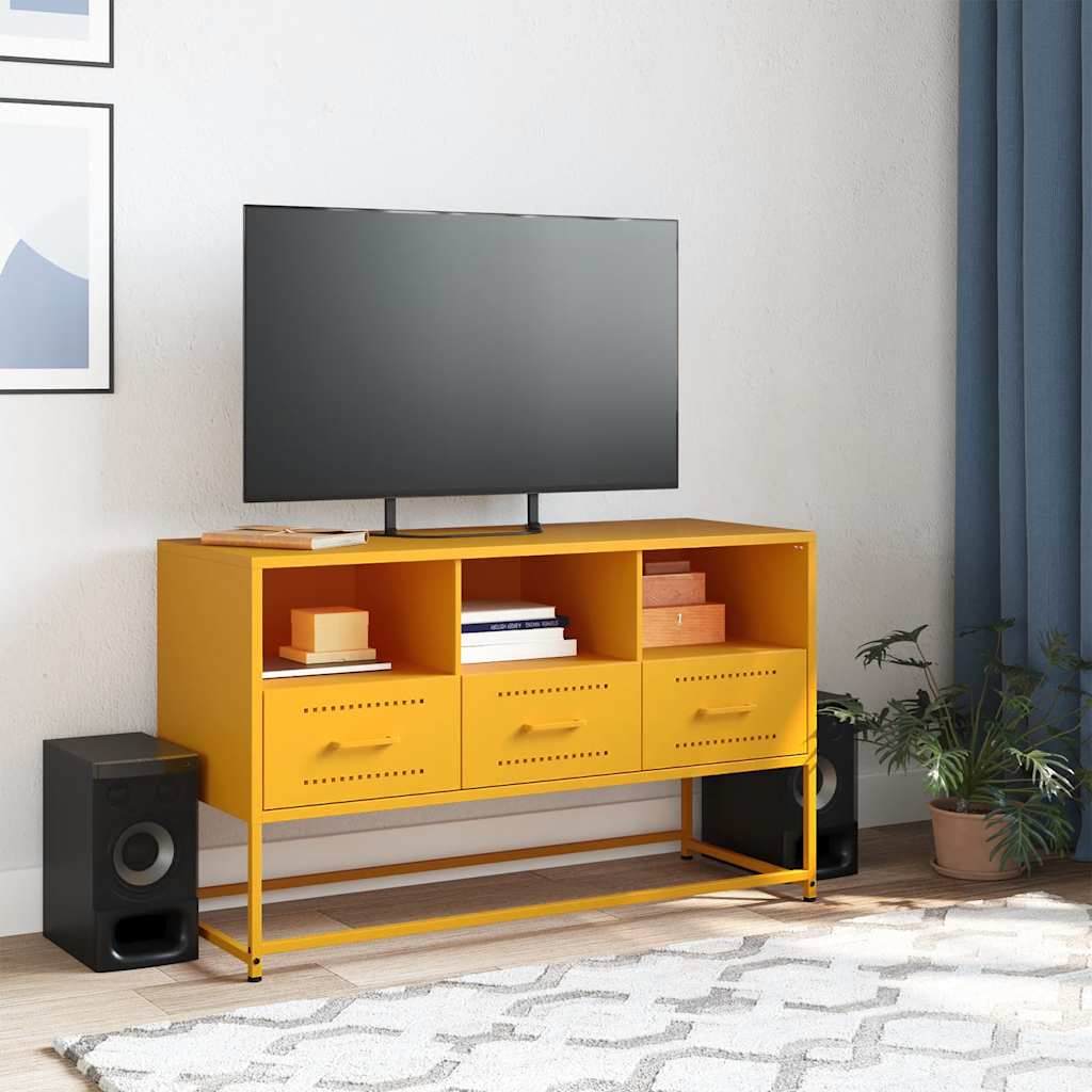 Mobile TV Giallo Senape 100,5x39x60,5 cm in Acciaio