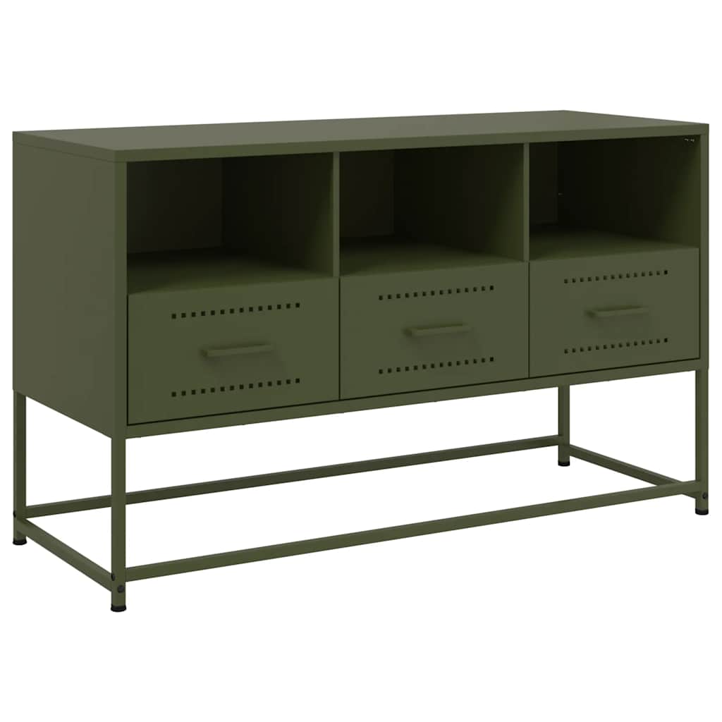 Mobile TV Verde Oliva 100,5x39x60,5 cm in Acciaio