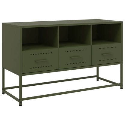 Mobile TV Verde Oliva 100,5x39x60,5 cm in Acciaio