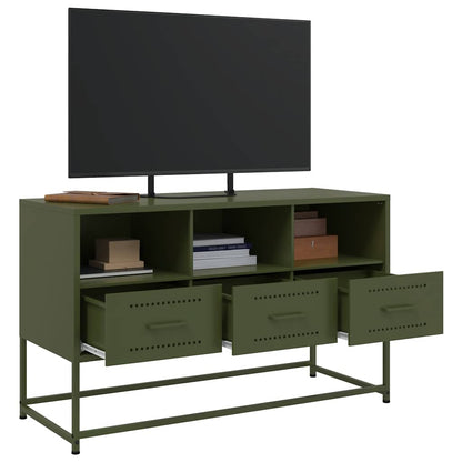 Mobile TV Verde Oliva 100,5x39x60,5 cm in Acciaio