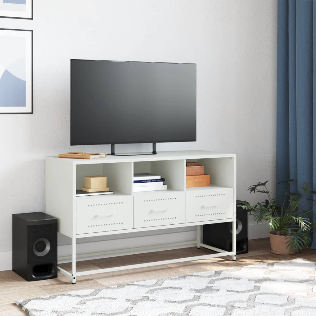Mobile TV Bianco 100,5x39x60,5 cm in Acciaio