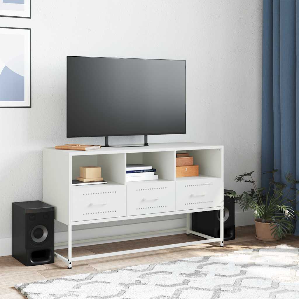 Mobile TV Bianco 100,5x39x60,5 cm in Acciaio
