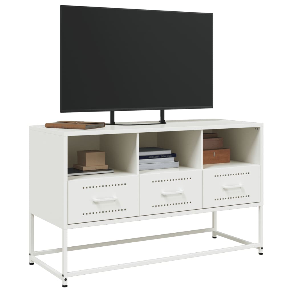 Mobile TV Bianco 100,5x39x60,5 cm in Acciaio