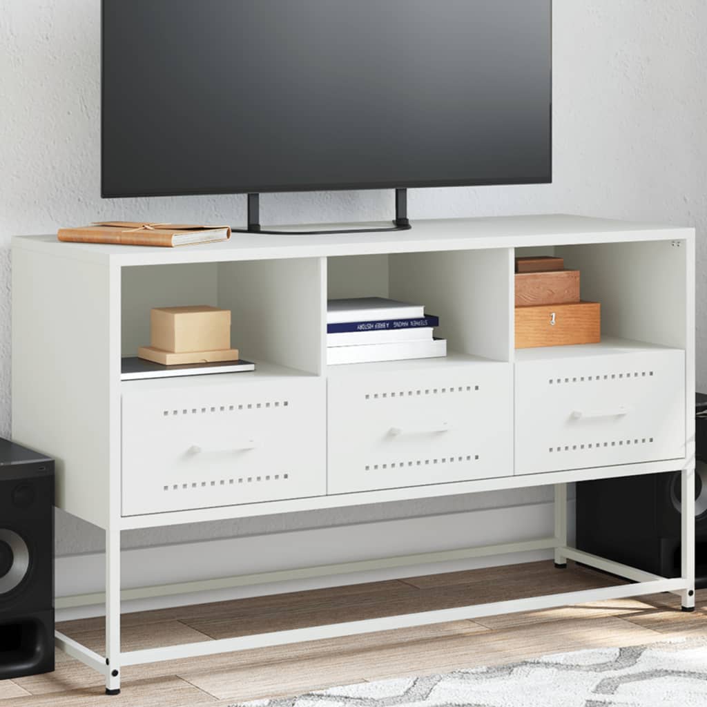 Mobile TV Bianco 100,5x39x60,5 cm in Acciaio