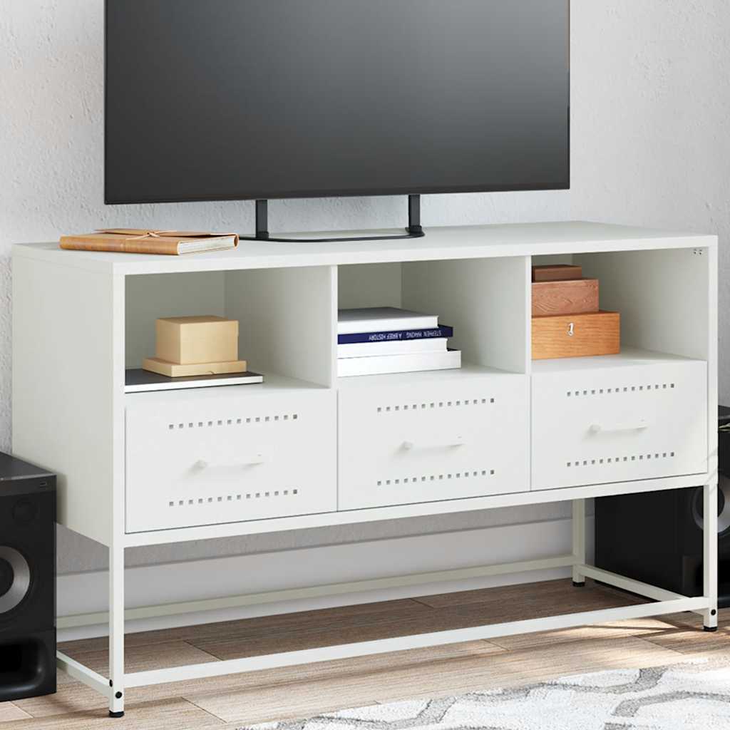 Mobile TV Bianco 100,5x39x60,5 cm in Acciaio