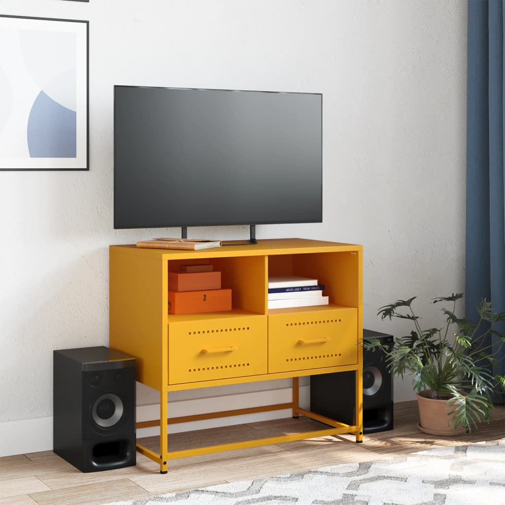 Mobile TV Giallo Senape 68x39x60,5 cm in Acciaio