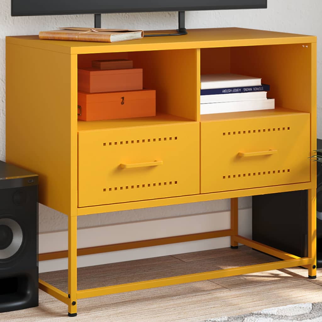 Mobile TV Giallo Senape 68x39x60,5 cm in Acciaio