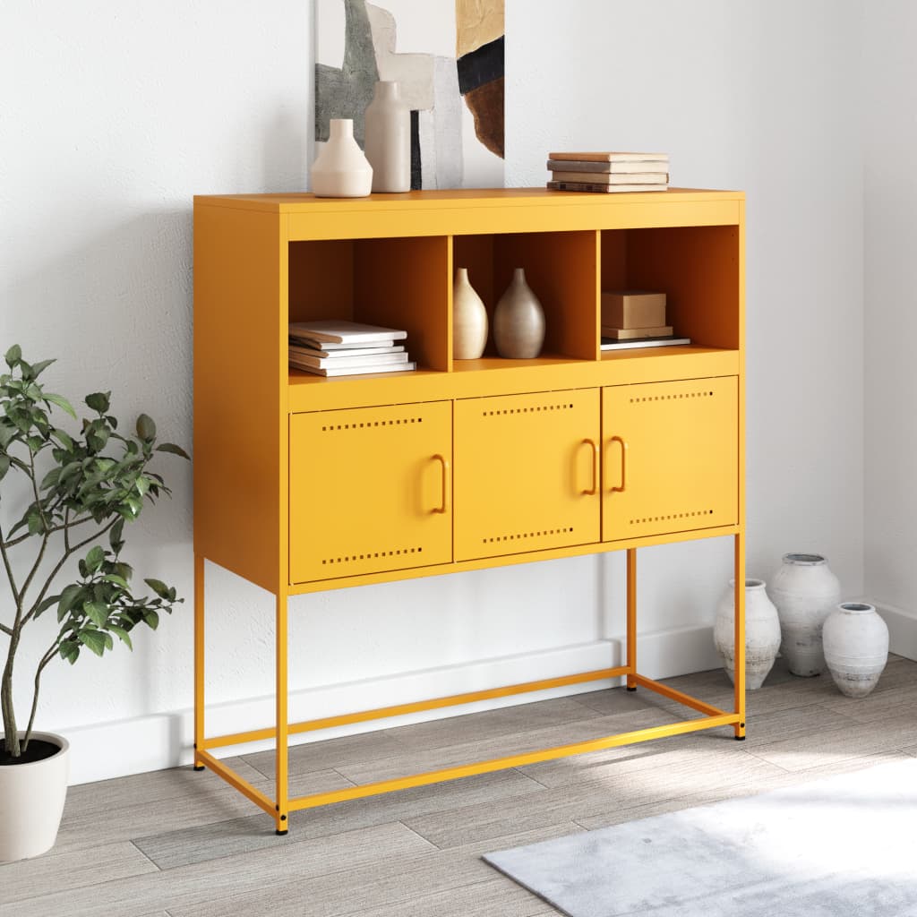 Credenza Giallo Senape 100,5x39x107 cm in Acciaio