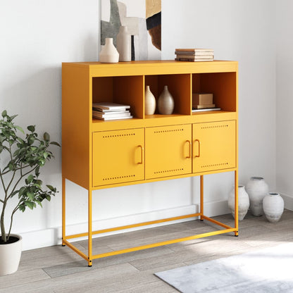 Credenza Giallo Senape 100,5x39x107 cm in Acciaio