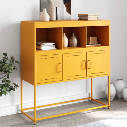 Credenza Giallo Senape 100,5x39x107 cm in Acciaio