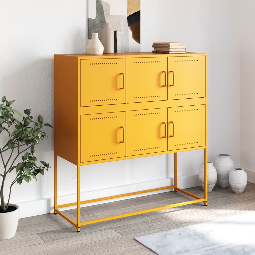 Credenza Giallo Senape 100,5x39x107 cm in Acciaio