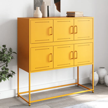 Credenza Giallo Senape 100,5x39x107 cm in Acciaio