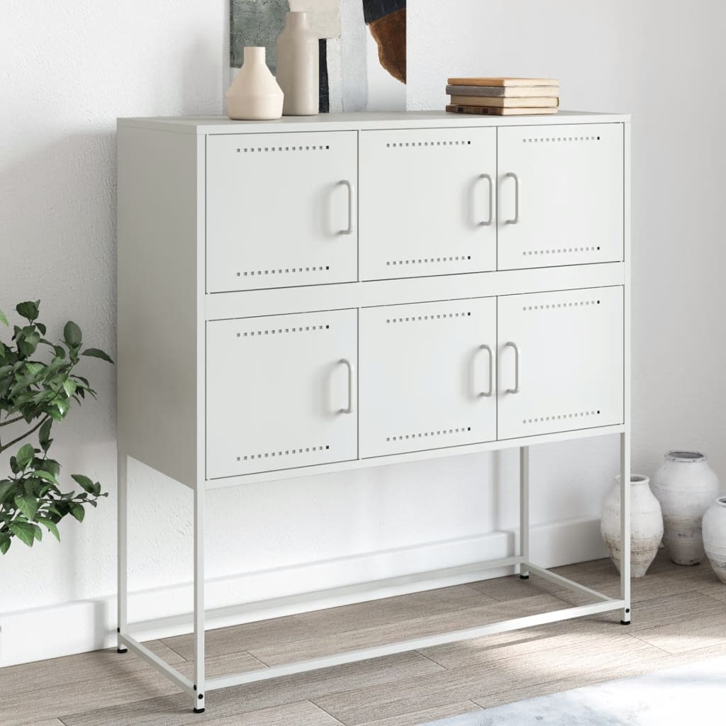Credenza Bianca 100,5x39x107 cm in Acciaio