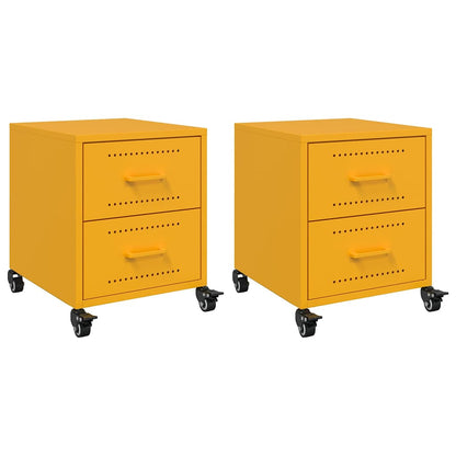 Comodini 2 pz Giallo Senape 36x39x43,5 cm in Acciaio