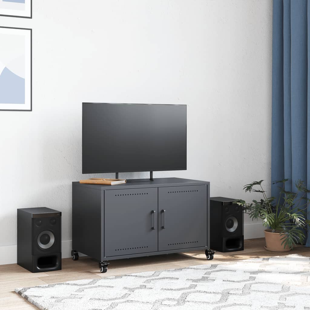 Mobile TV Antracite 68x39x43,5 cm in Acciaio Laminato a Freddo
