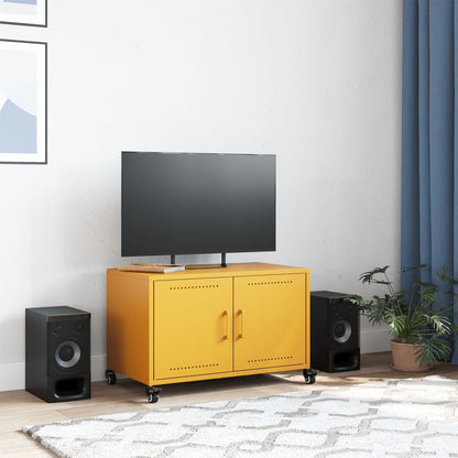 Mobile TV Giallo Senape 68x39x43,5cm Acciaio Laminato a Freddo