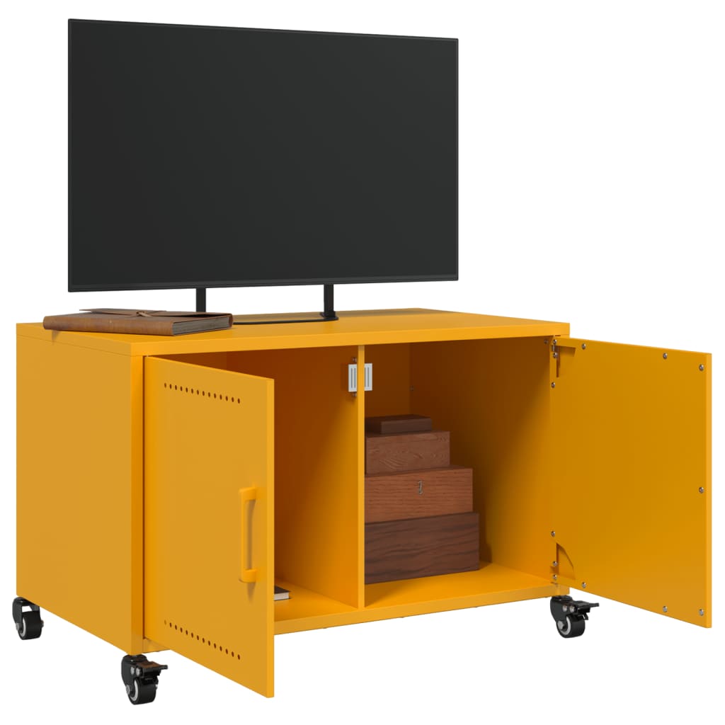 Mobile TV Giallo Senape 68x39x43,5cm Acciaio Laminato a Freddo
