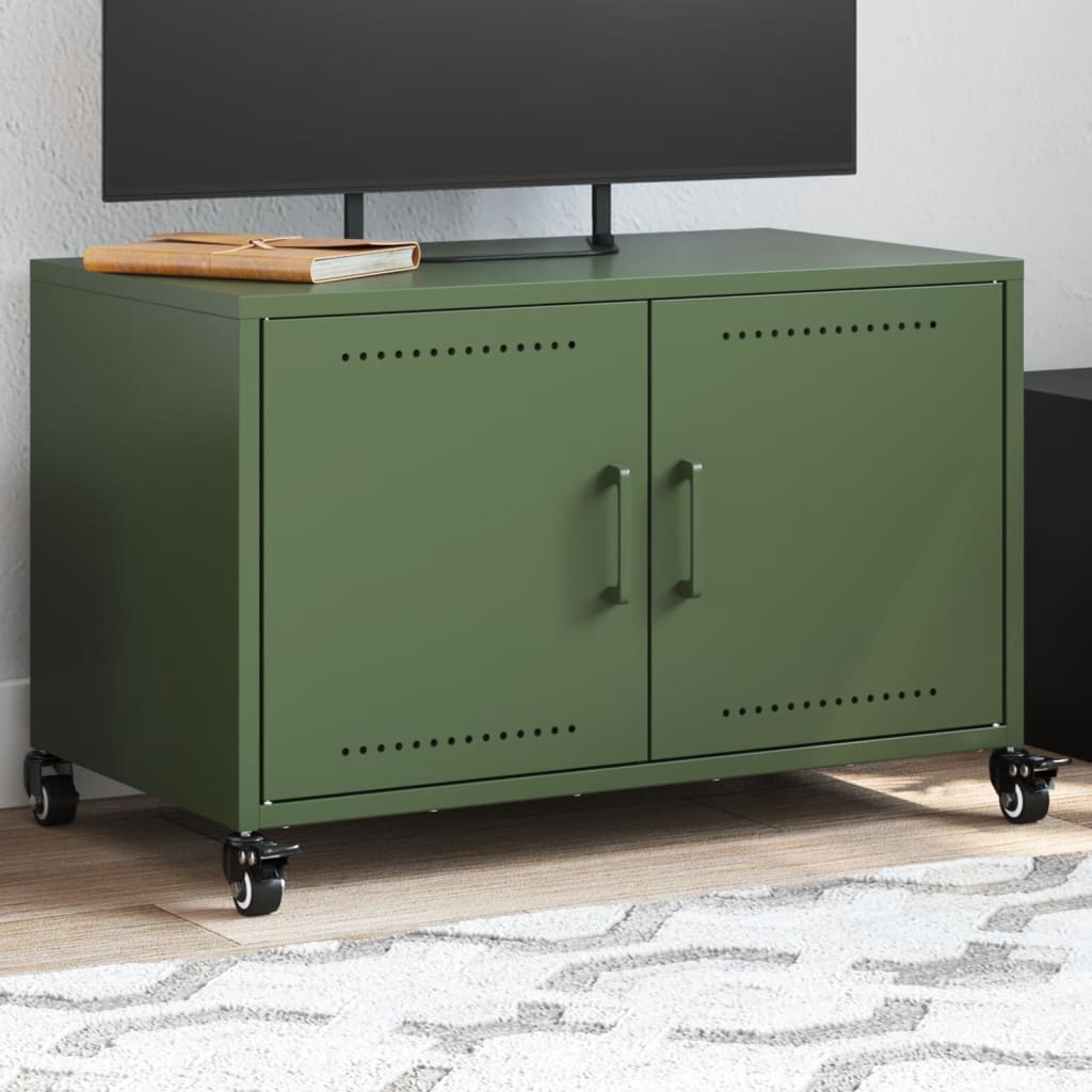 Mobile TV Verde Oliva 68x39x43,5 cm in Acciaio
