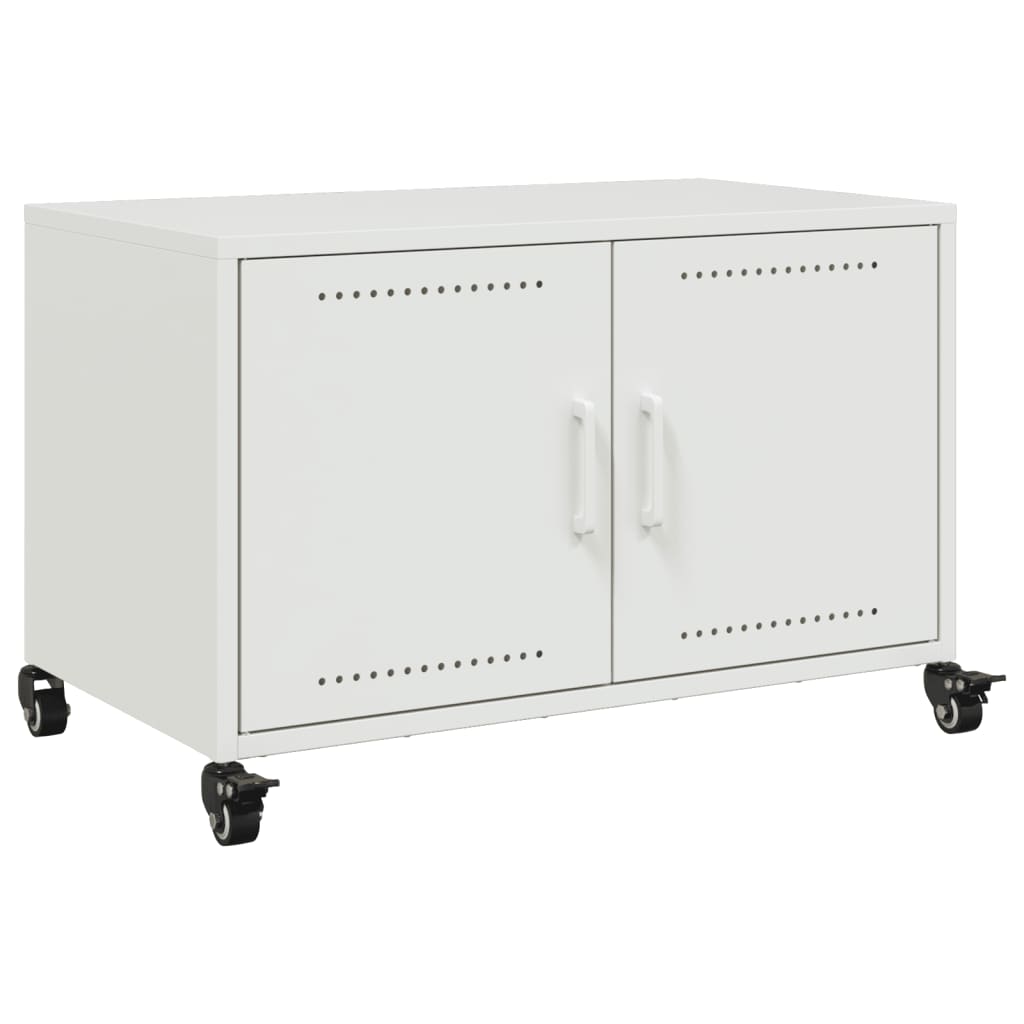 Mobile TV Bianco 68x39x43,5 cm in Acciaio Laminato a Freddo