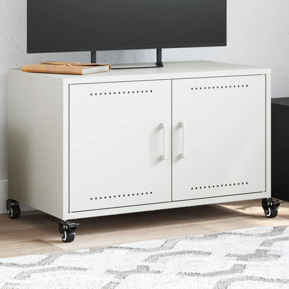 Mobile TV Bianco 68x39x43,5 cm in Acciaio Laminato a Freddo