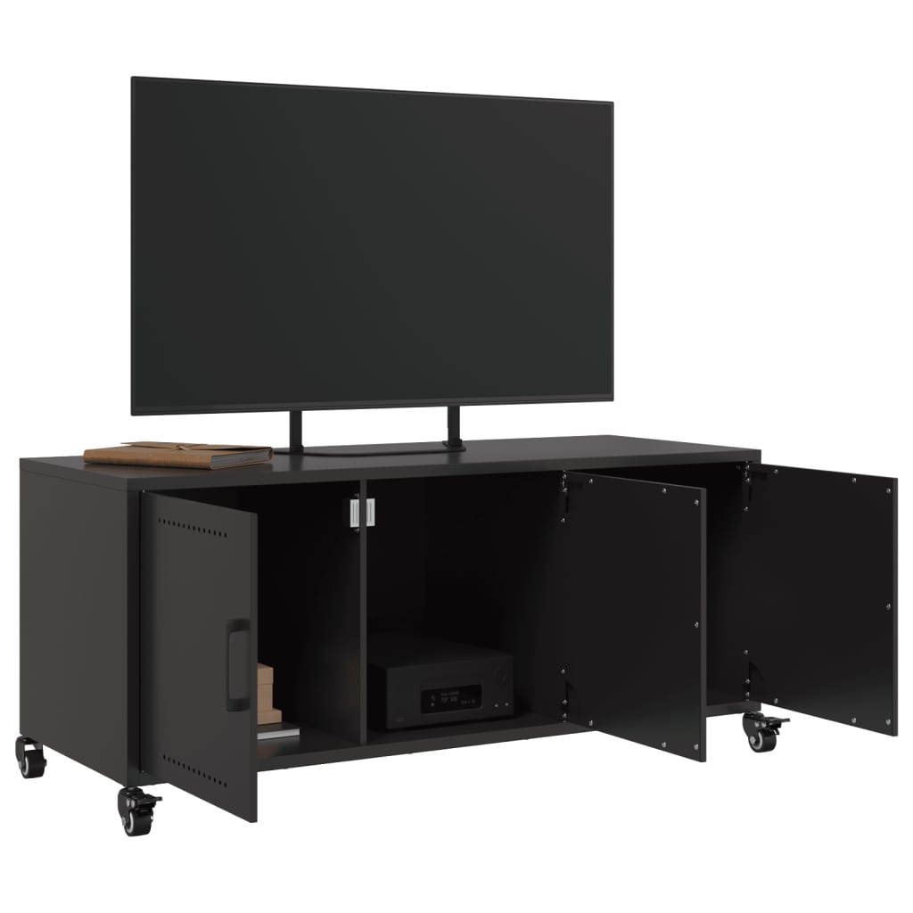 Mobile TV Nero 100,5x39x43,5 cm in Acciaio