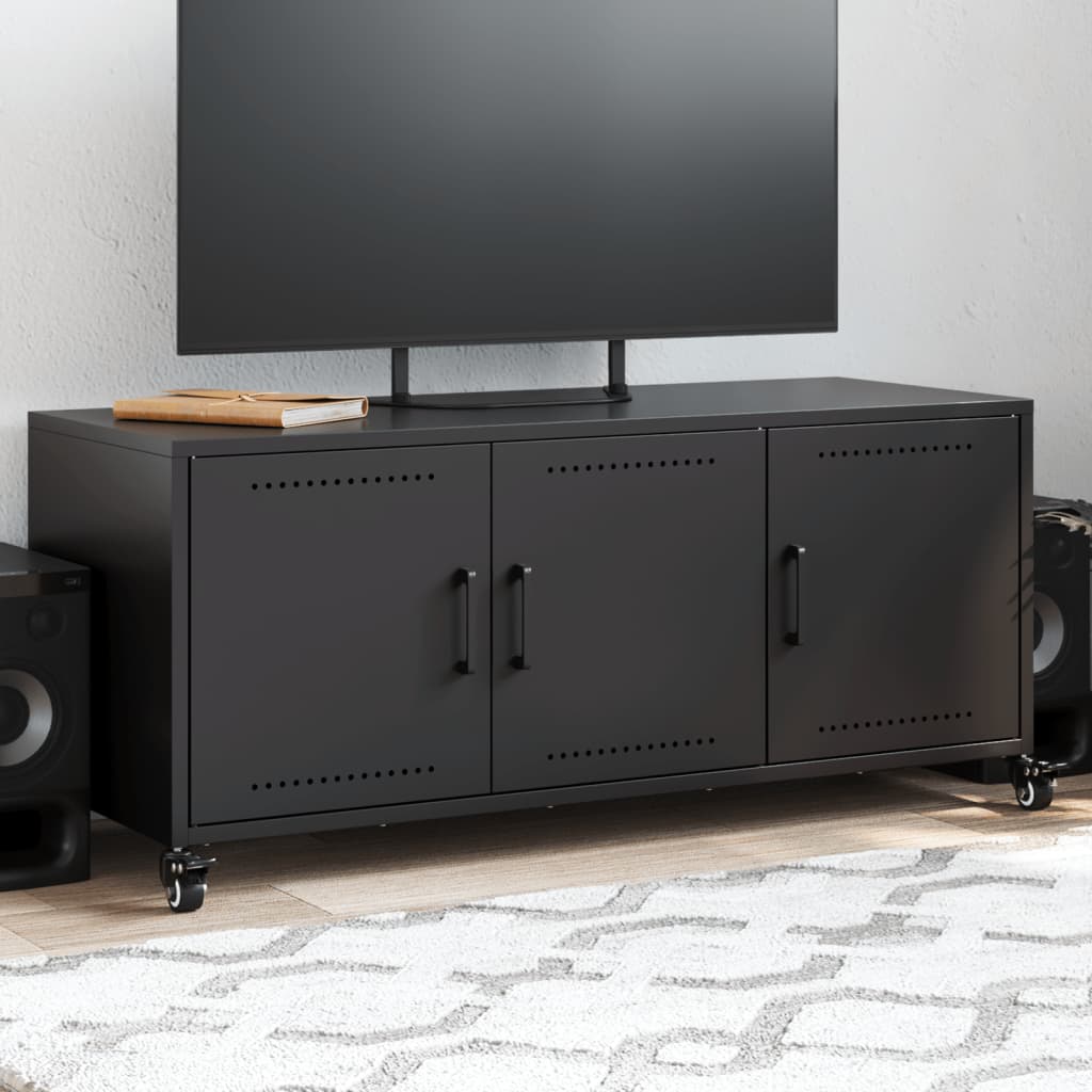 Mobile TV Nero 100,5x39x43,5 cm in Acciaio