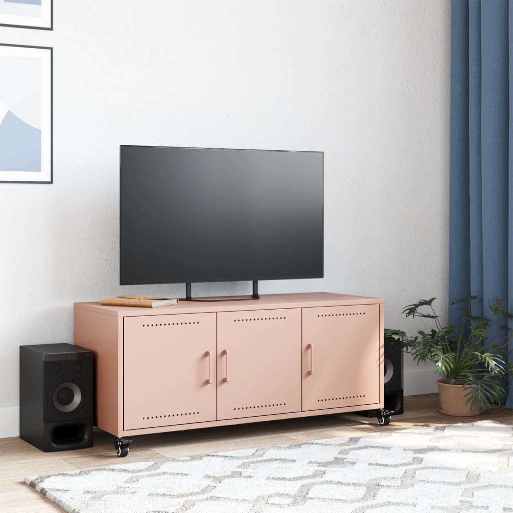 Mobile TV Rosa 100,5x39x43,5 cm in Acciaio Laminato a Freddo