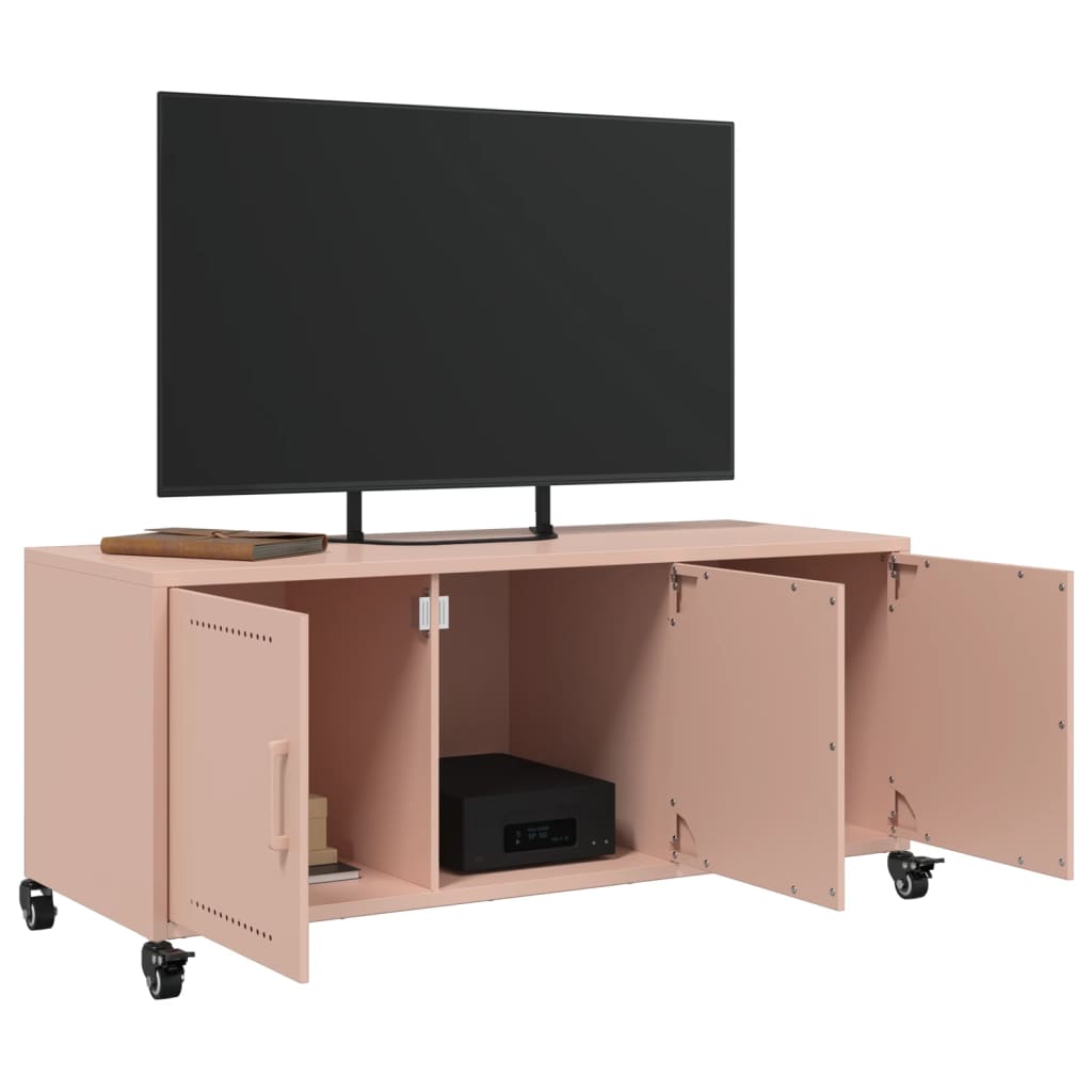 Mobile TV Rosa 100,5x39x43,5 cm in Acciaio Laminato a Freddo
