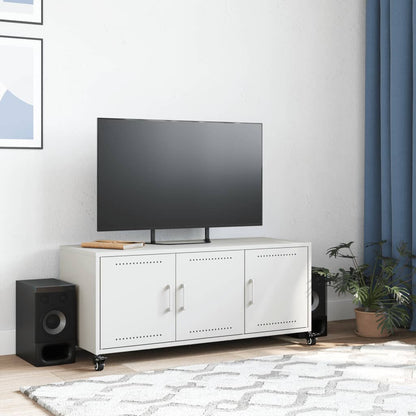 Mobile TV Bianco 100,5x39x43,5 cm in Acciaio Laminato a Freddo