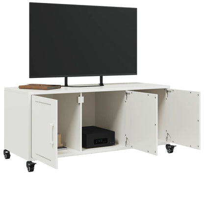 Mobile TV Bianco 100,5x39x43,5 cm in Acciaio Laminato a Freddo