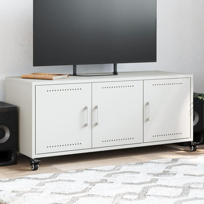 Mobile TV Bianco 100,5x39x43,5 cm in Acciaio Laminato a Freddo