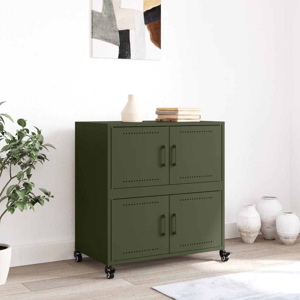 Credenza Verde Oliva 68x39x72 cm in Acciaio