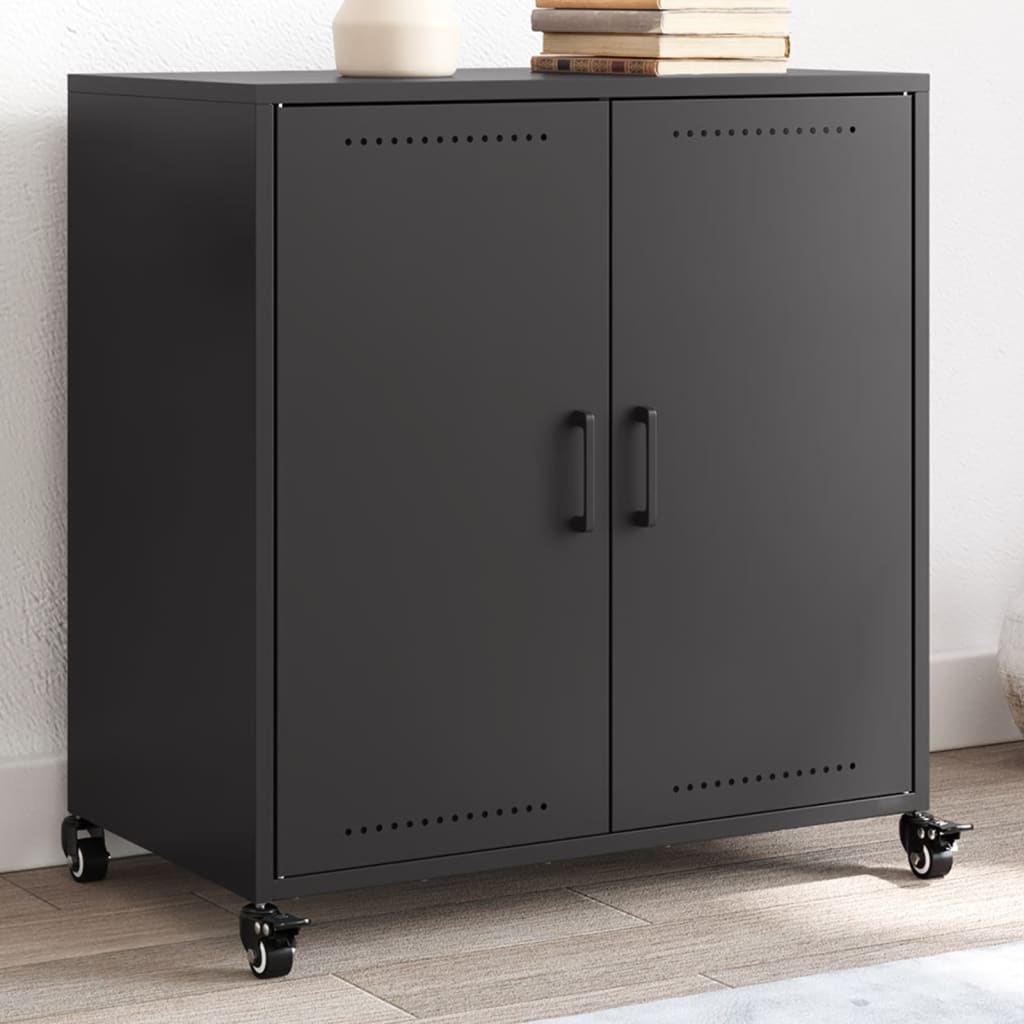 Credenza Nera 68,5x39x72 cm in Acciaio