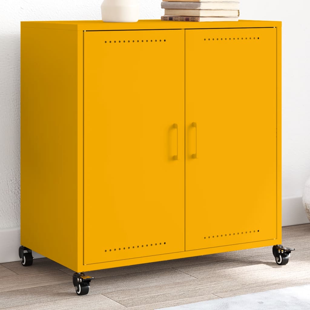 Credenza Giallo Senape 68,5x39x72 cm in Acciaio