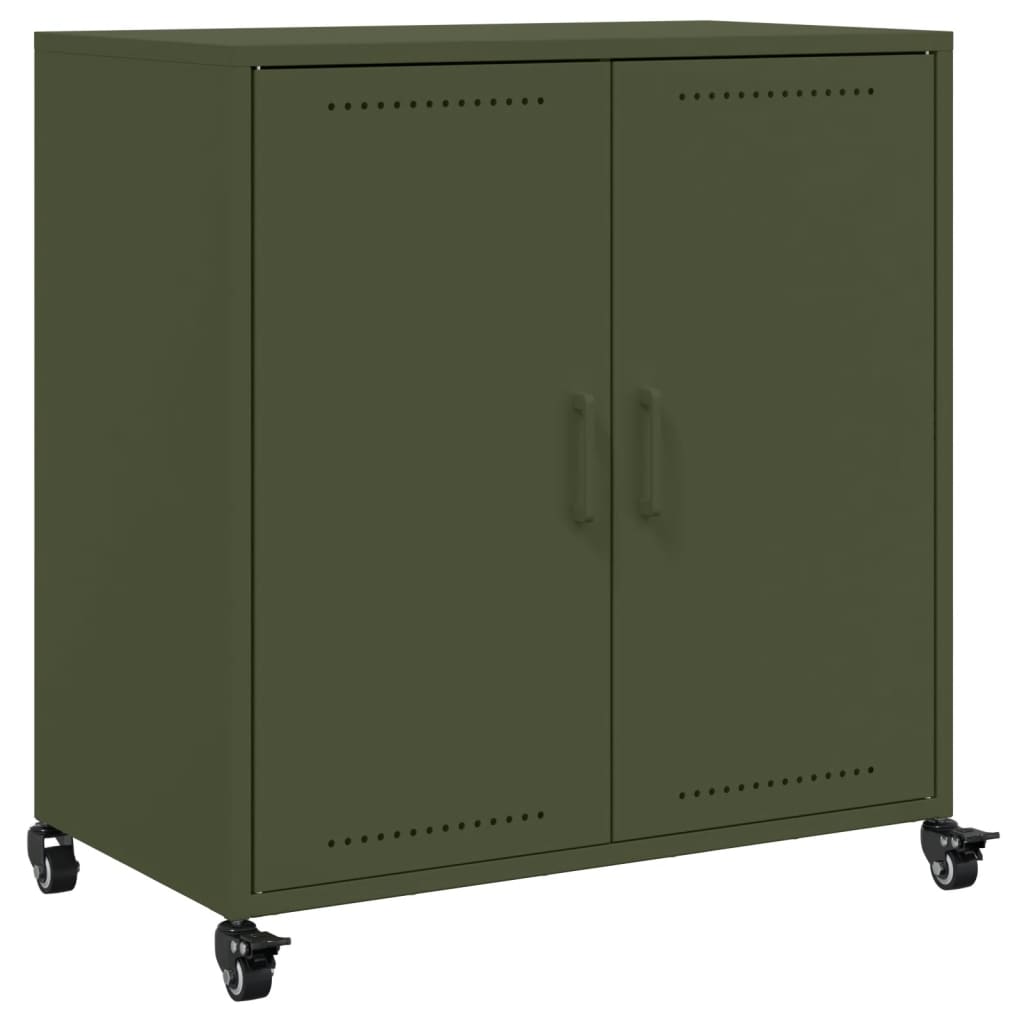 Credenza Verde Oliva 68,5x39x72 cm in Acciaio Laminato a Freddo