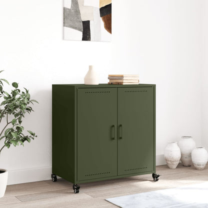 Credenza Verde Oliva 68,5x39x72 cm in Acciaio Laminato a Freddo