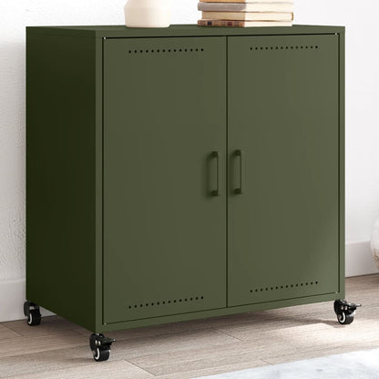 Credenza Verde Oliva 68,5x39x72 cm in Acciaio Laminato a Freddo