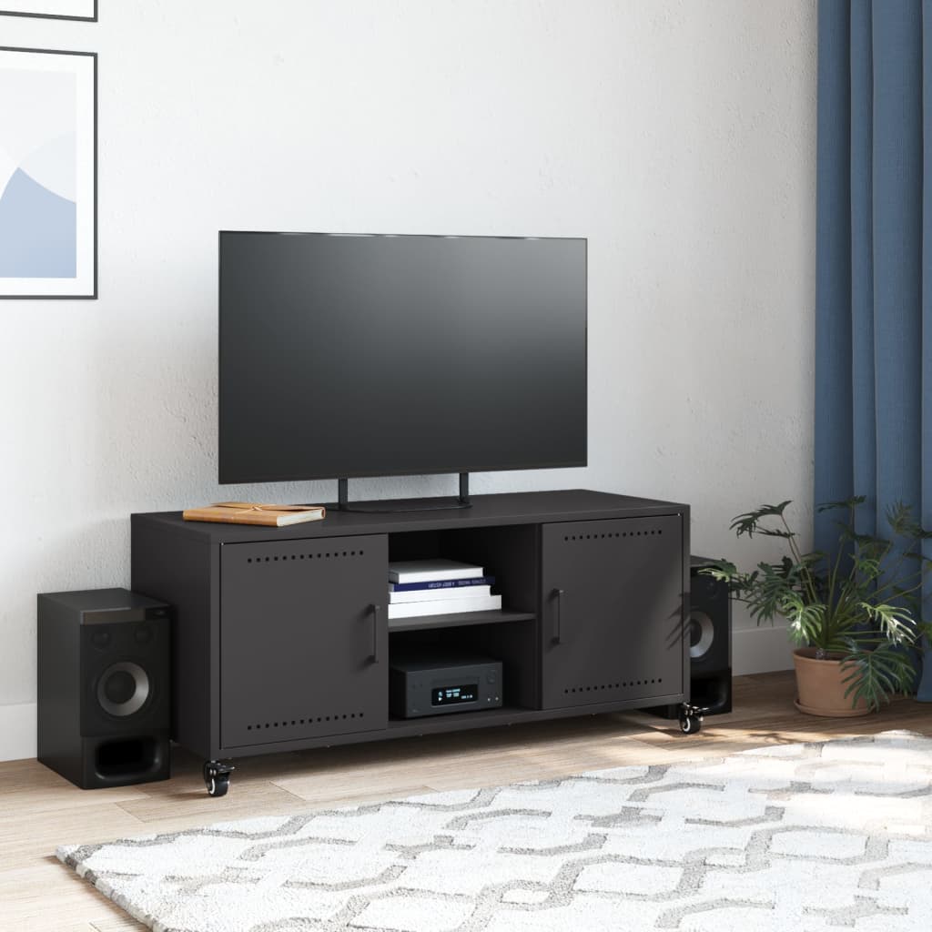 Mobile TV Nero 100,5x39x43,5 cm in Acciaio